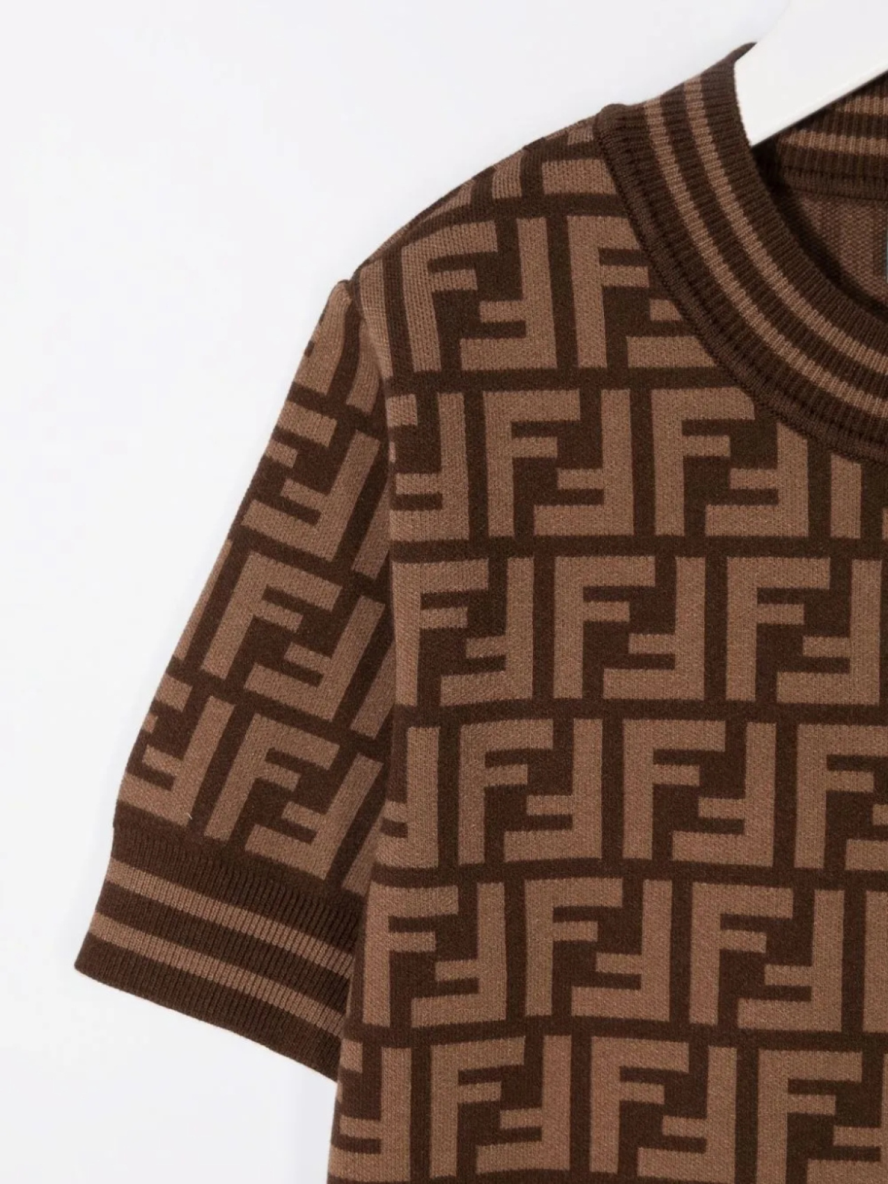 Топ с короткими рукавами и логотипом FF Fendi Kids, коричневый — фото 3