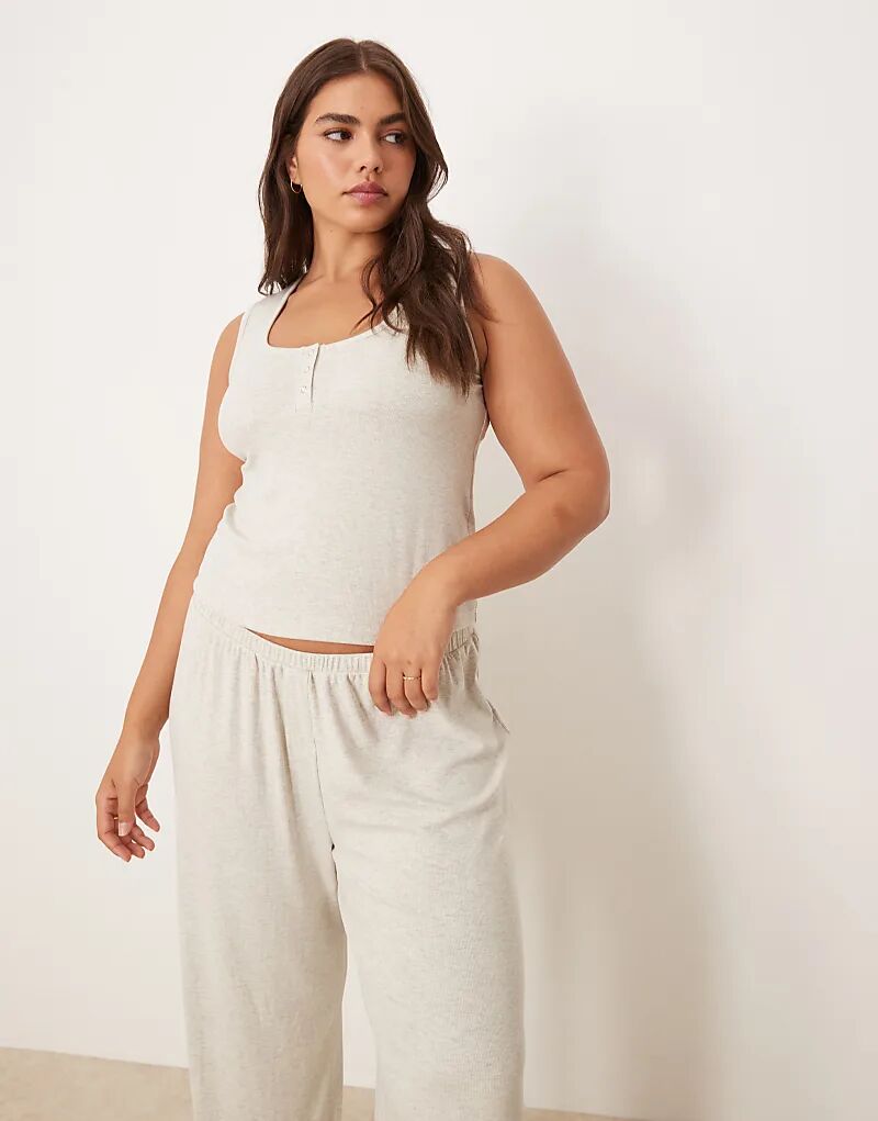 

Майка-топ в рубчик ASOS DESIGN Curve Mix & Match бежевого цвета Asos Curve
