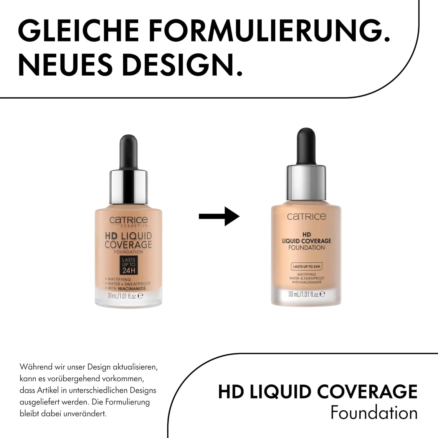 Жидкая тональная основа «HD Liquid Coverage Foundation Make-Up» от Catrice Catrice, 002 Porcelain Beige — фото 3