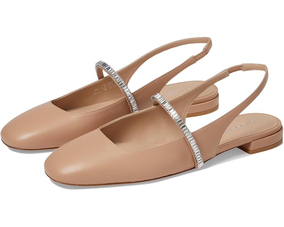 

Туфли на плоской подошве Stuart Weitzman Stefanie Slingback Flat, цвет Adobe/Clear
