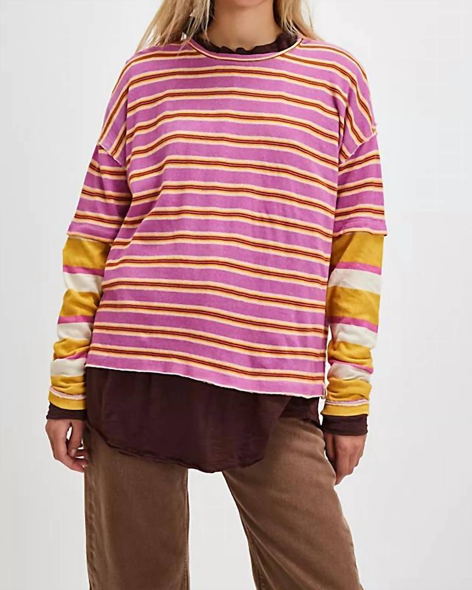 

Футболка с длинными рукавами Nina Stripe сиреневого цвета Free People