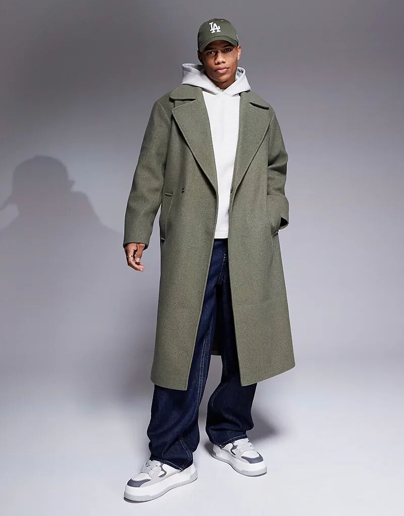 

Пальто свободного кроя цвета хаки с эффектом шерсти ASOS DESIGN