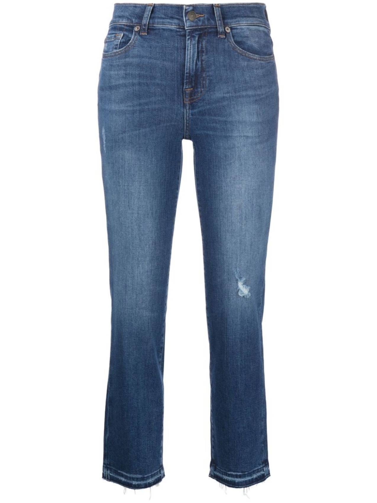 

7 For All Mankind укороченные джинсы с эффектом потертости, синий