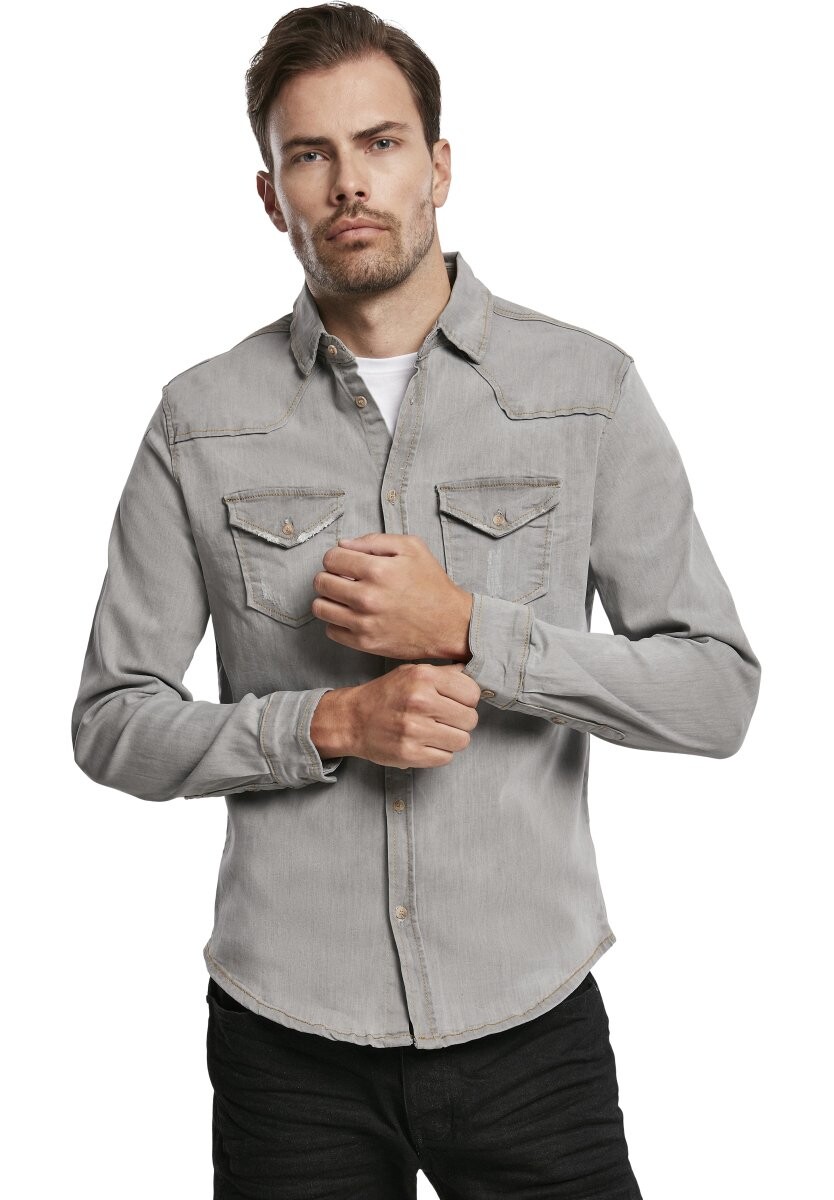Рубашка Herren Riley Denimshirt Brandit, цвет grey — фото 3
