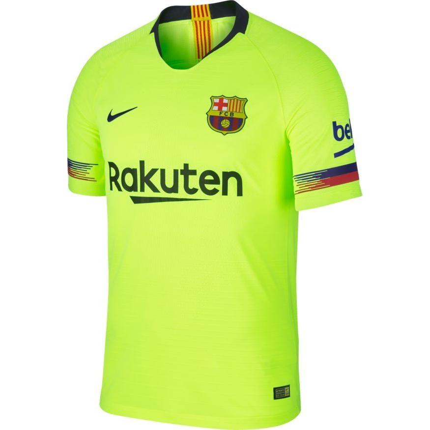 Футболка FC Barcelona Vapor Match выездная 2018/19 Мужская Желто-зеленая Nike — фото 2