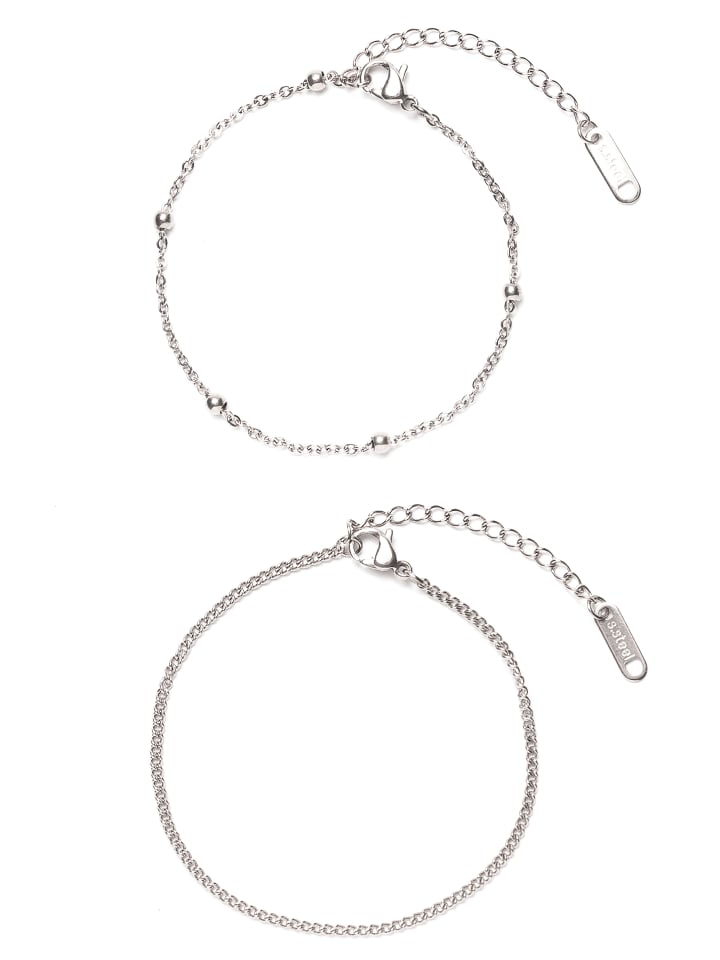 

Hey Happiness Набор из 2 браслетов из нержавеющей стали серебристого цвета