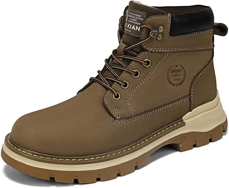 

Мужские водонепроницаемые походные ботинки LHYXU из коровьей кожи, модные мужские ботинки для работы на улице, хлопковые легкие зимние снежные ботинки, хаки