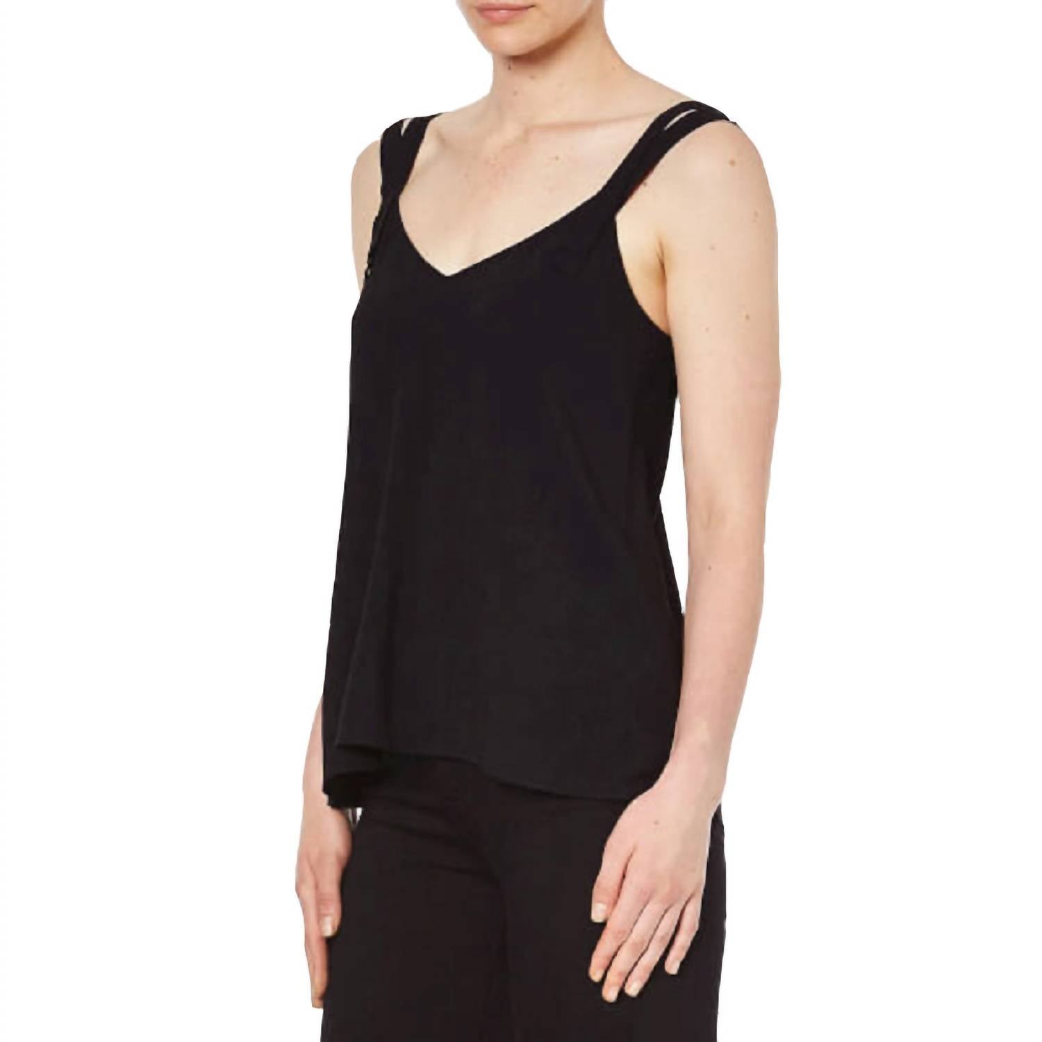

Креповый топ с двумя бретелями черного цвета Helmut Lang