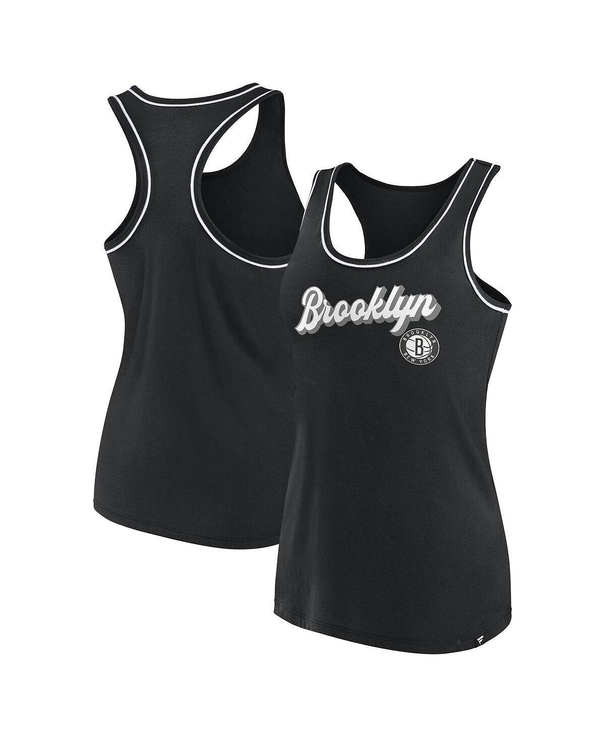 

Женская черная майка с фирменным логотипом Brooklyn Nets и логотипом-борцовкой Fanatics, черный