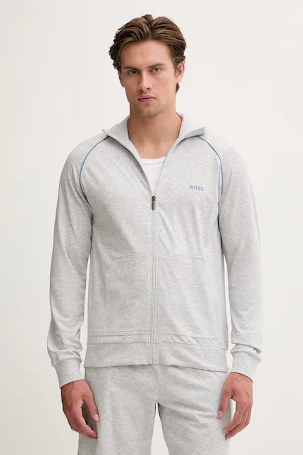 Толстовка на молнии из мягкого хлопка Mix&Match Jacket Z BOSS, серый