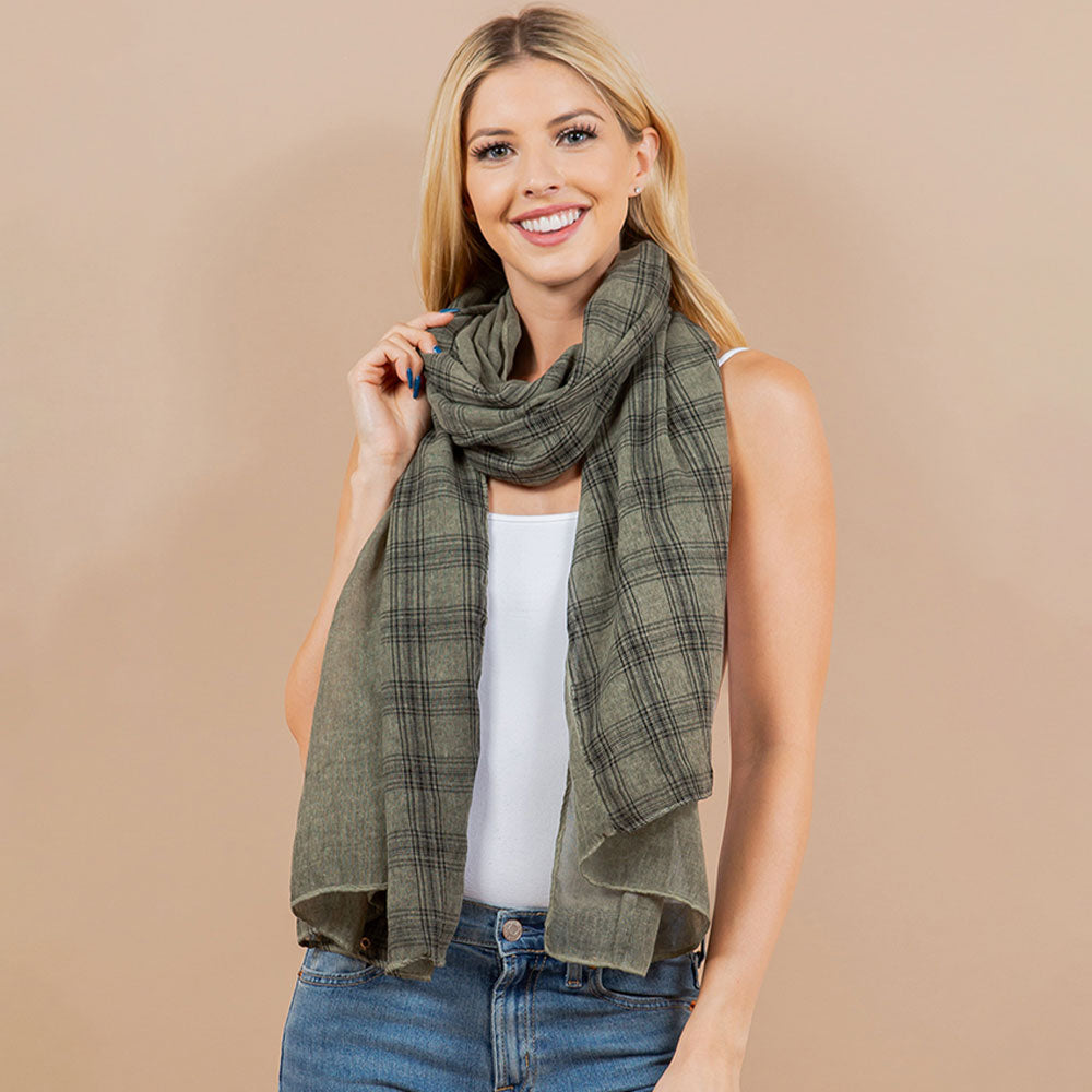 

Легкий шарф-кимоно с геометрическим узором в стиле бохо Truedames, оливково-зеленый