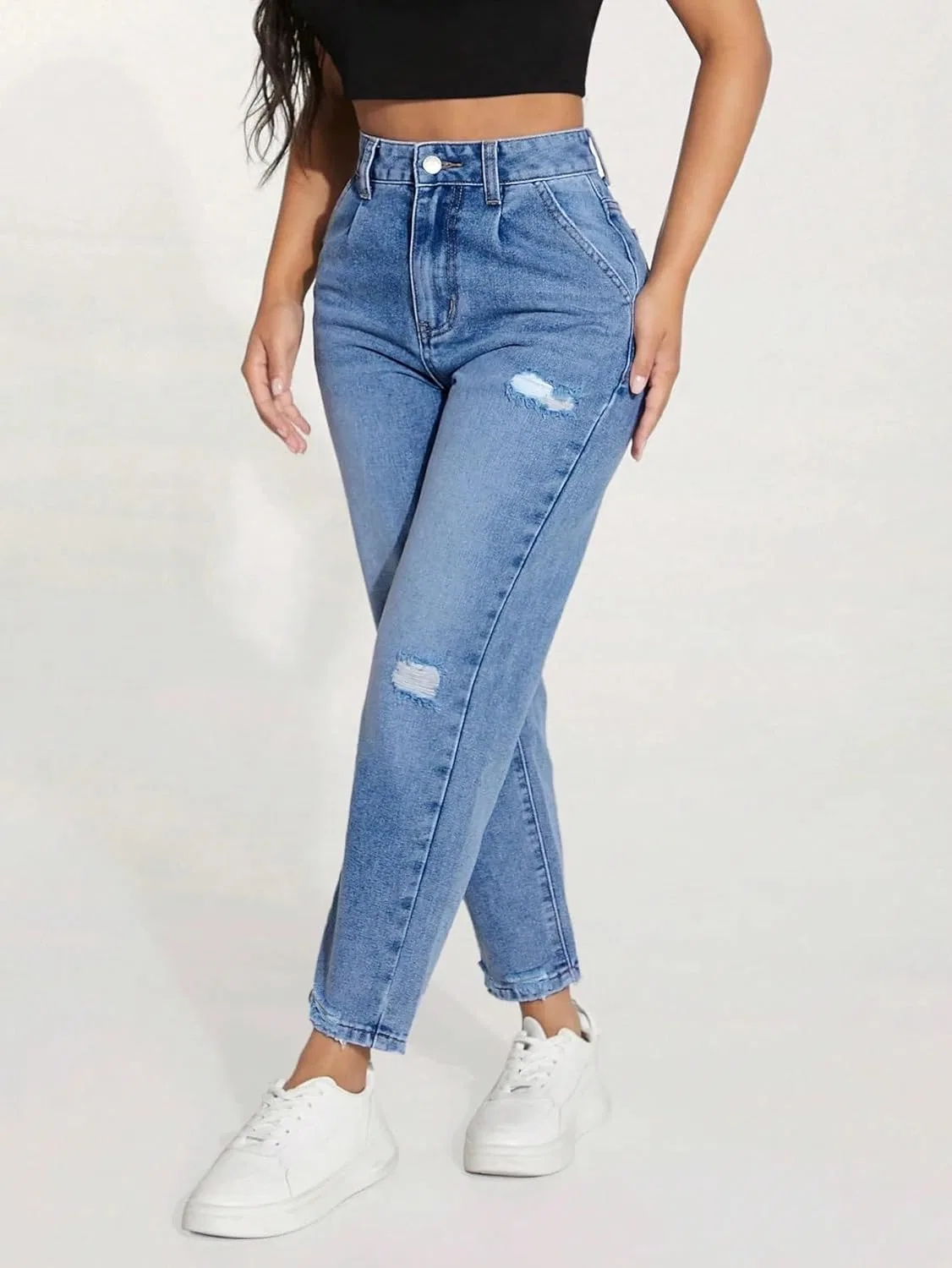 Джинсы свободные, Light Wash, Baggy Jeans Women — фото 4