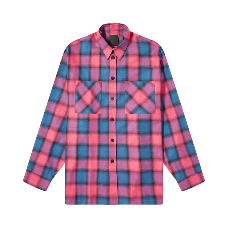 

Рубашка Givenchy Oversized Long-Sleeve Shirt, цвет Blue/Fuchsia