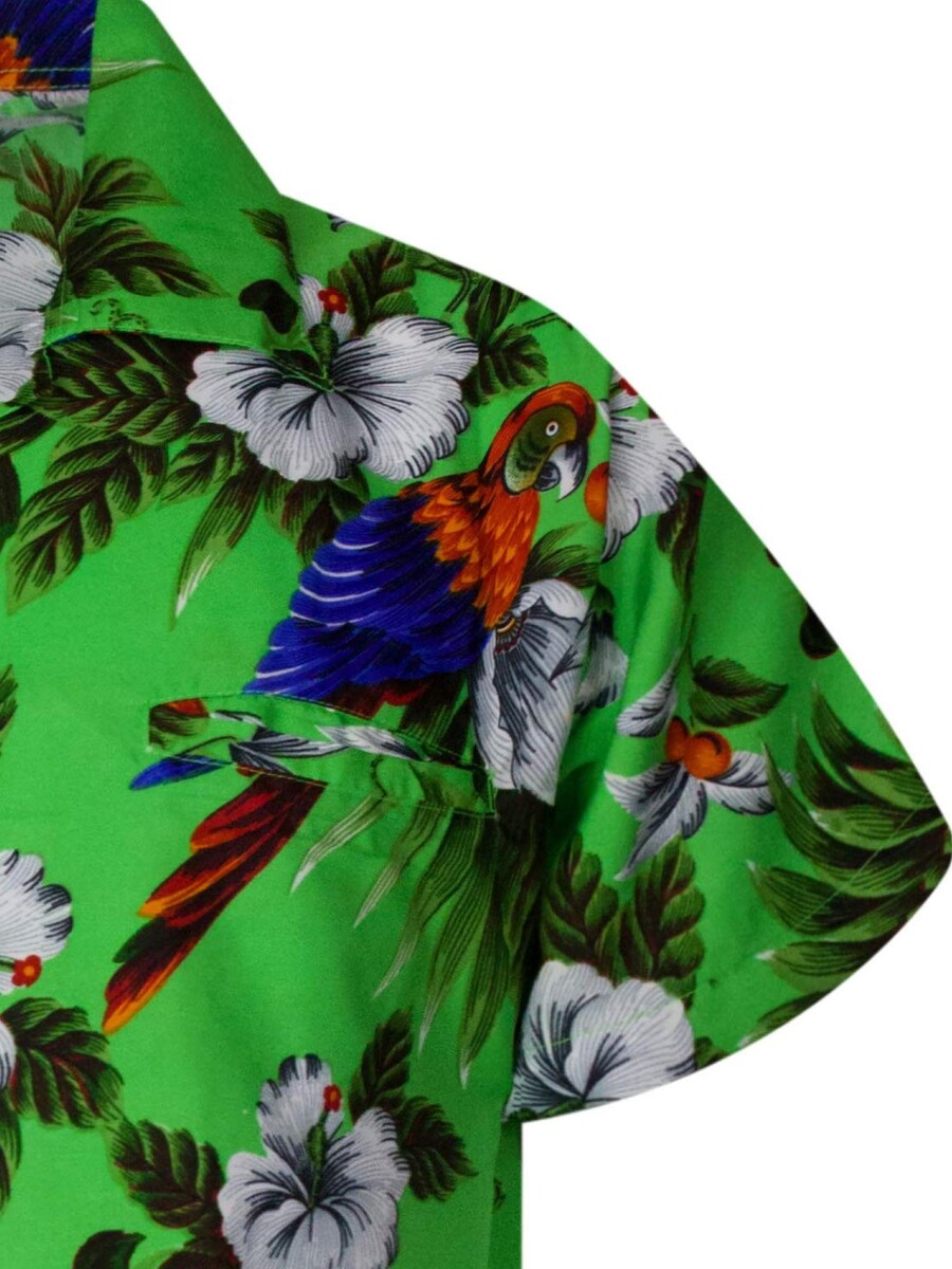 Рубашка на пуговицах классического кроя King Kameha Cherryparrot, зеленый — фото 4