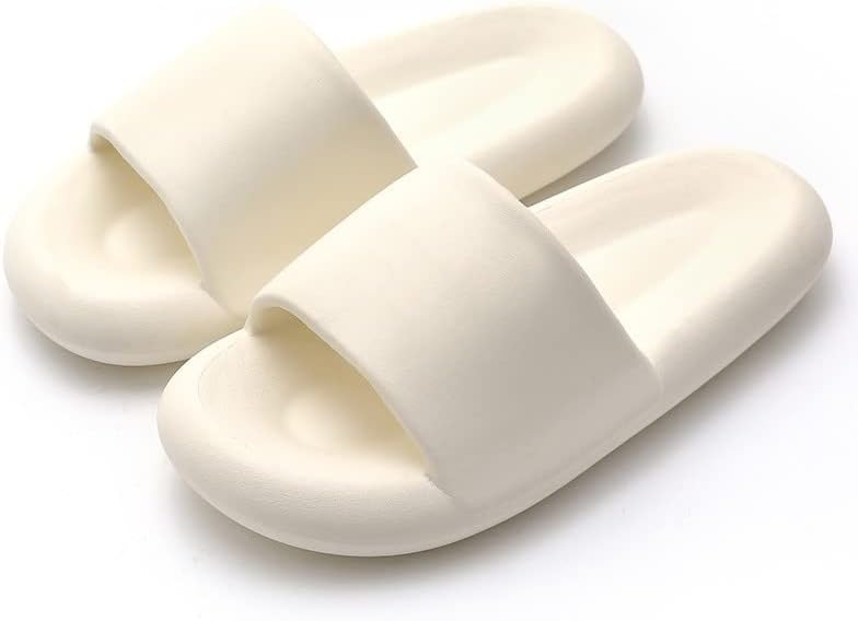 

Тапочки-подушки для женщин и мужчин, тапочки-облака, нескользящие, быстросохнущие, для душа, мягкие шлепанцы-облака, сандалии для ванной комнаты Ceinom, белый