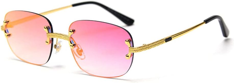 

Солнцезащитные очки прямоугольной формы без оправы для женщин, роскошные солнцезащитные очки, маленькие, без оправы, зеркальные, из сплава, розово-коричневые MUTYNE, C2