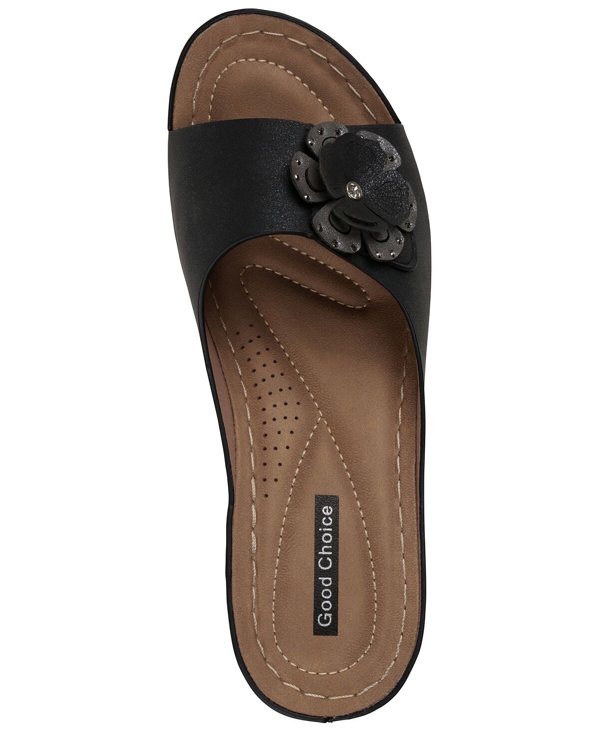 Женские босоножки на танкетке с цветочным узором Неаполь GC Shoes, черный — фото 4
