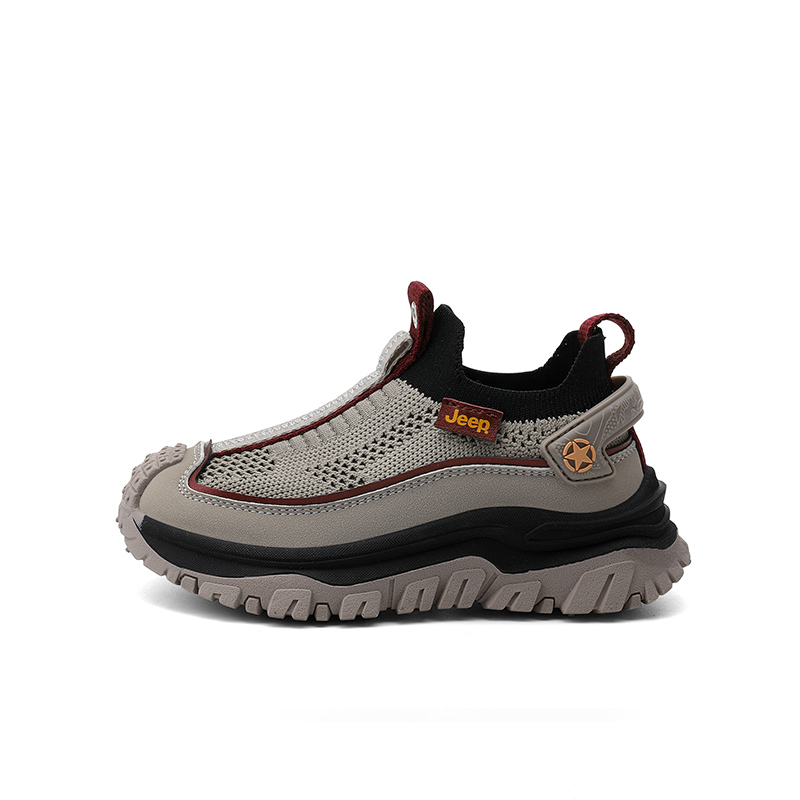 

Износостойкие дышащие низкие детские повседневные кроссовки Black Gray Kids' Jeep, Obsidian черный/Mystical серый