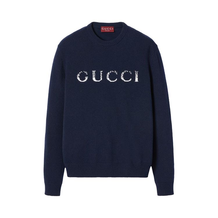 

Свитер Gucci Logo Intarsia Crewneck Knit Sweater Ink/White, черный