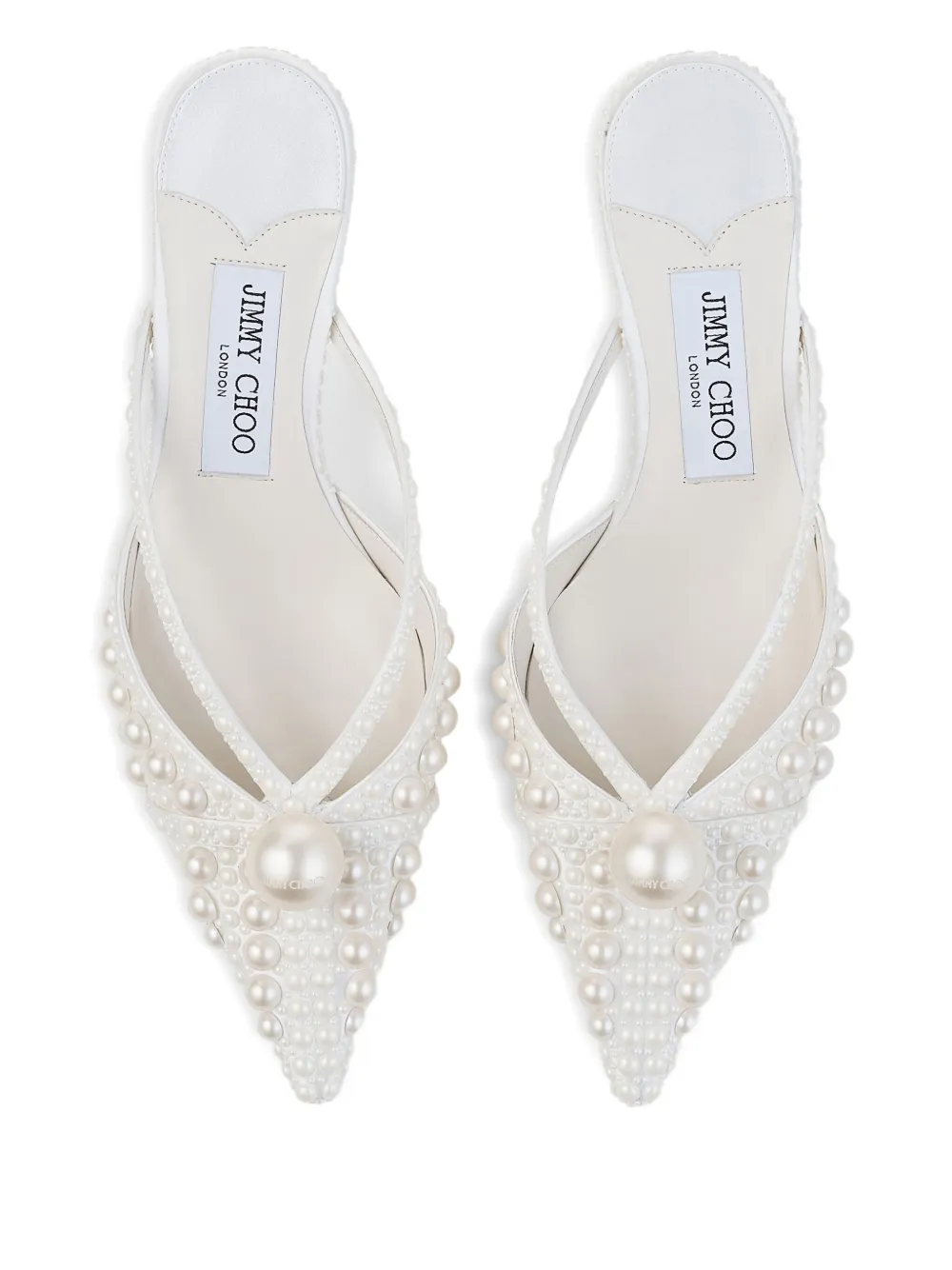 Мюли Sana 50 с заостренным носком и жемчугом JIMMY CHOO, белый — фото 4