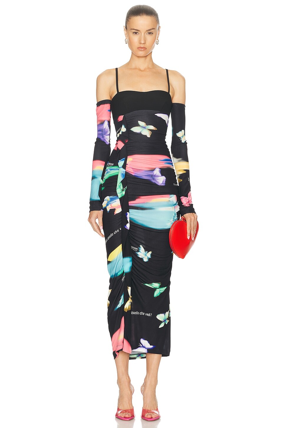 

Платье макси с открытыми плечами Moschino Jeans, цвет Multi Black
