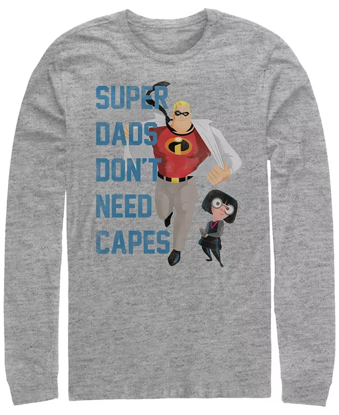 

Футболка мужская Disney Pixar Incredibles "Super Dads No Capes" с длинным рукавом Fifth Sun, серый