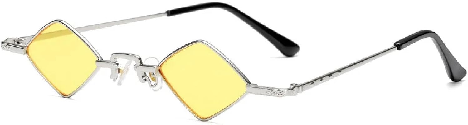 

Модные винтажные металлические солнцезащитные очки в маленькой оправе для женщин, ретро-очки в стиле панк, очки с защитой от УФ-излучения UV400 VVTWSSW, C4 Silver-yellow