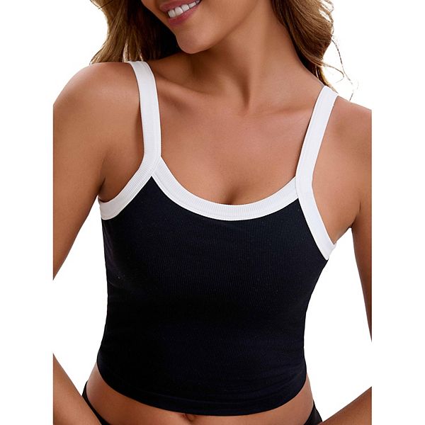 

Женский топ-камисоль на тонких бретелях с контрастным цветом Inspire Chic, Black White