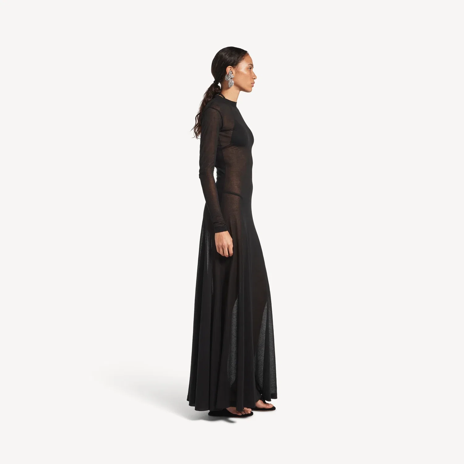 Женское макси-платье с длинным рукавом черного цвета Balenciaga — фото 3