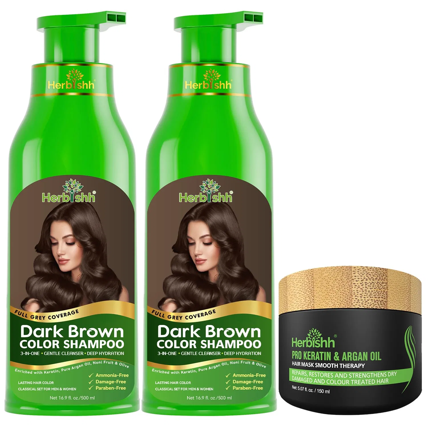 Набор шампуня-краски для волос Herbishh Ultimate Hair Dye Kit для седых волос Herbishh, Dunkelbraun