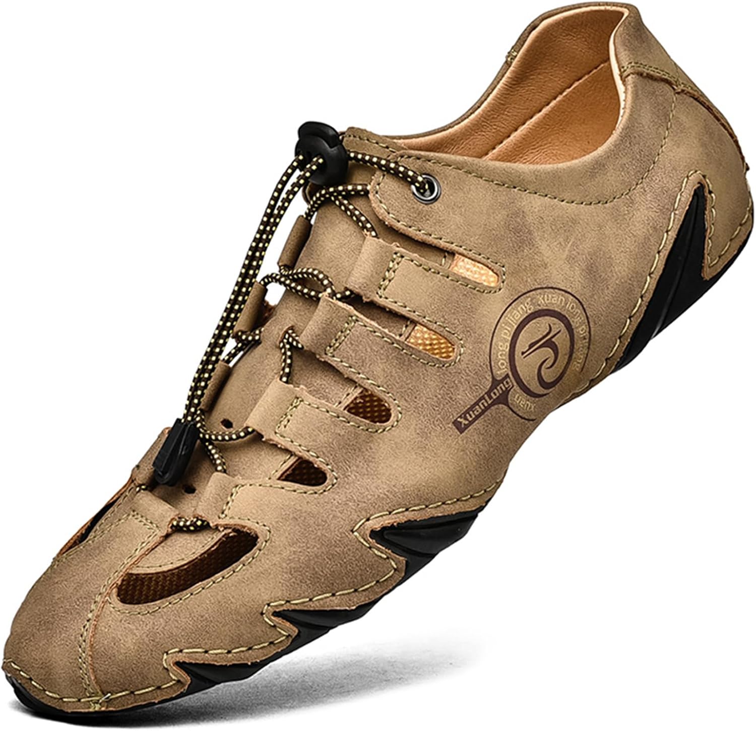 

Мужские закрытые кожаные сандалии Lossarye для улицы, легкие, с регулируемой застежкой, для походов и прогулок, спортивные сандалии, летние повседневные пляжные водные сандалии, хаки