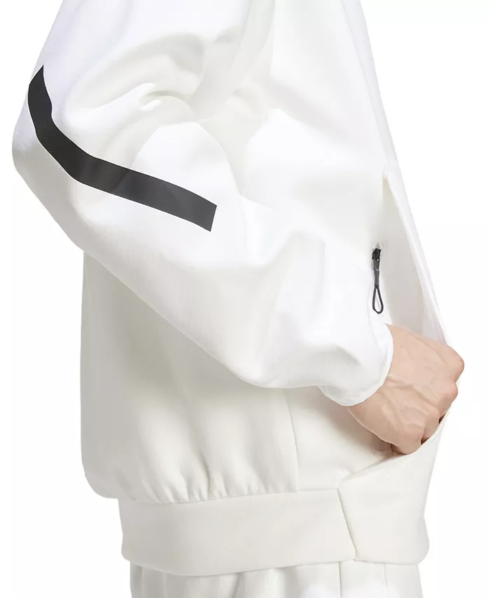 Мужская худи Z.N.E. Classic Fit с длинным рукавом на молнии и логотипом adidas, белый — фото 3