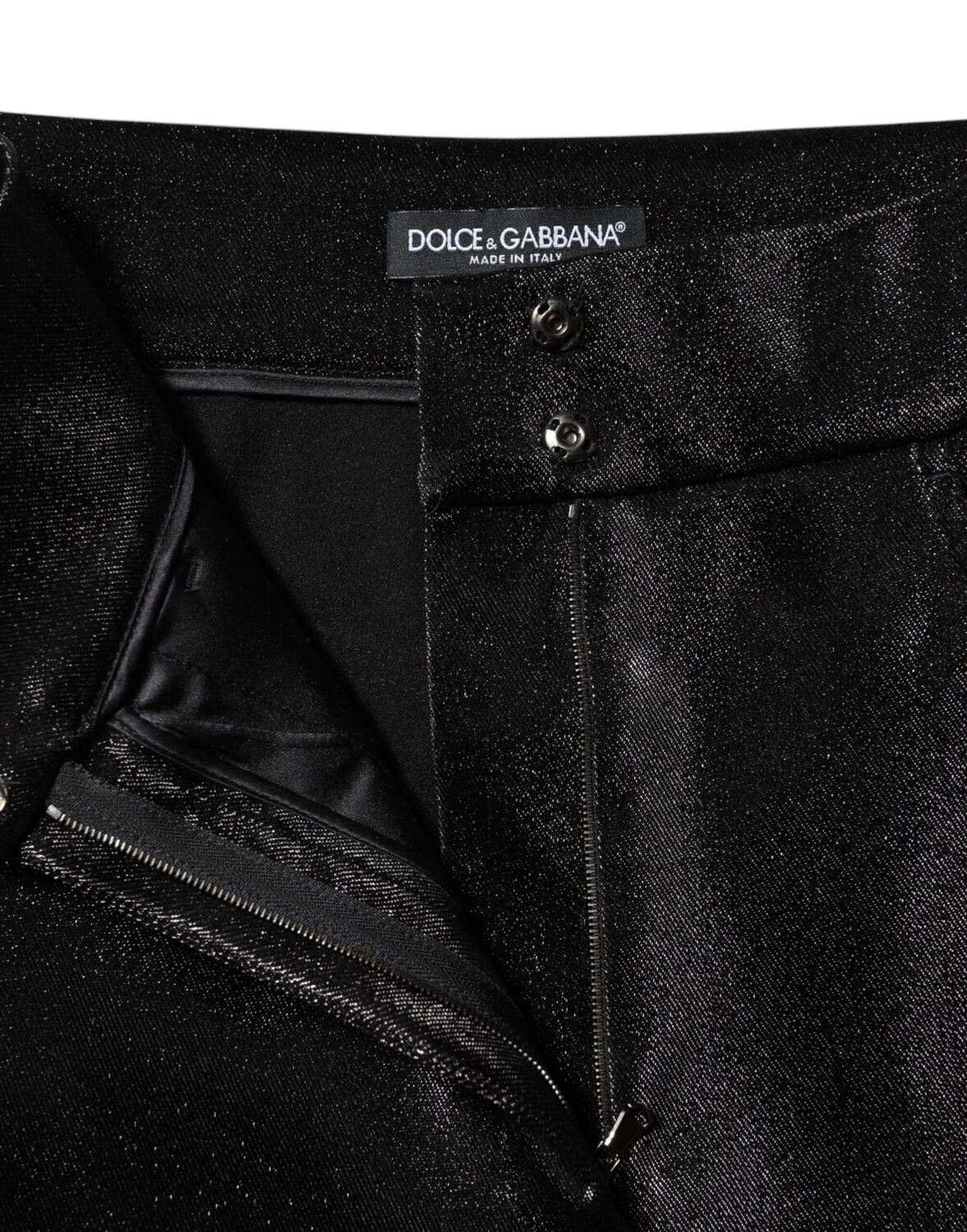 Узкие брюки из черного хлопка с люрексом и эластичной нитью Dolce & Gabbana, черный — фото 3