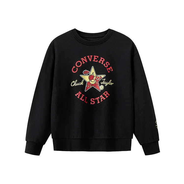 Детский свитшот с круглым вырезом Converse, черный-черный