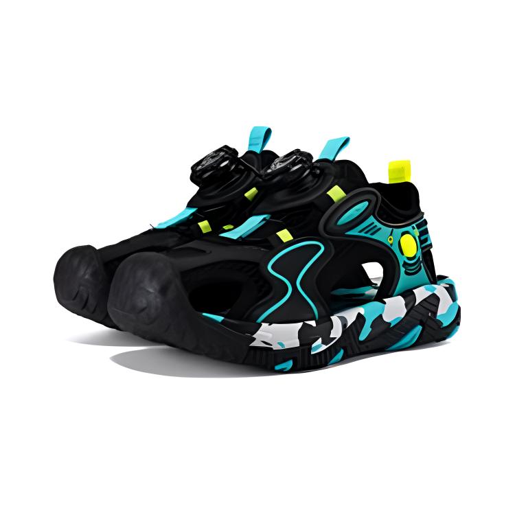 Дышащие противоскользящие детские сандалии для детей 3-7 лет 361°KIDS, Carbon Black/Time Green — фото 3