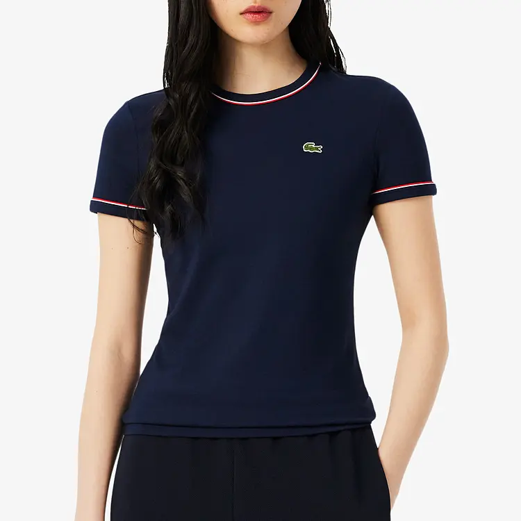 Футболка LACOSTE с контрастной отделкой, темно-зеленый — фото 4