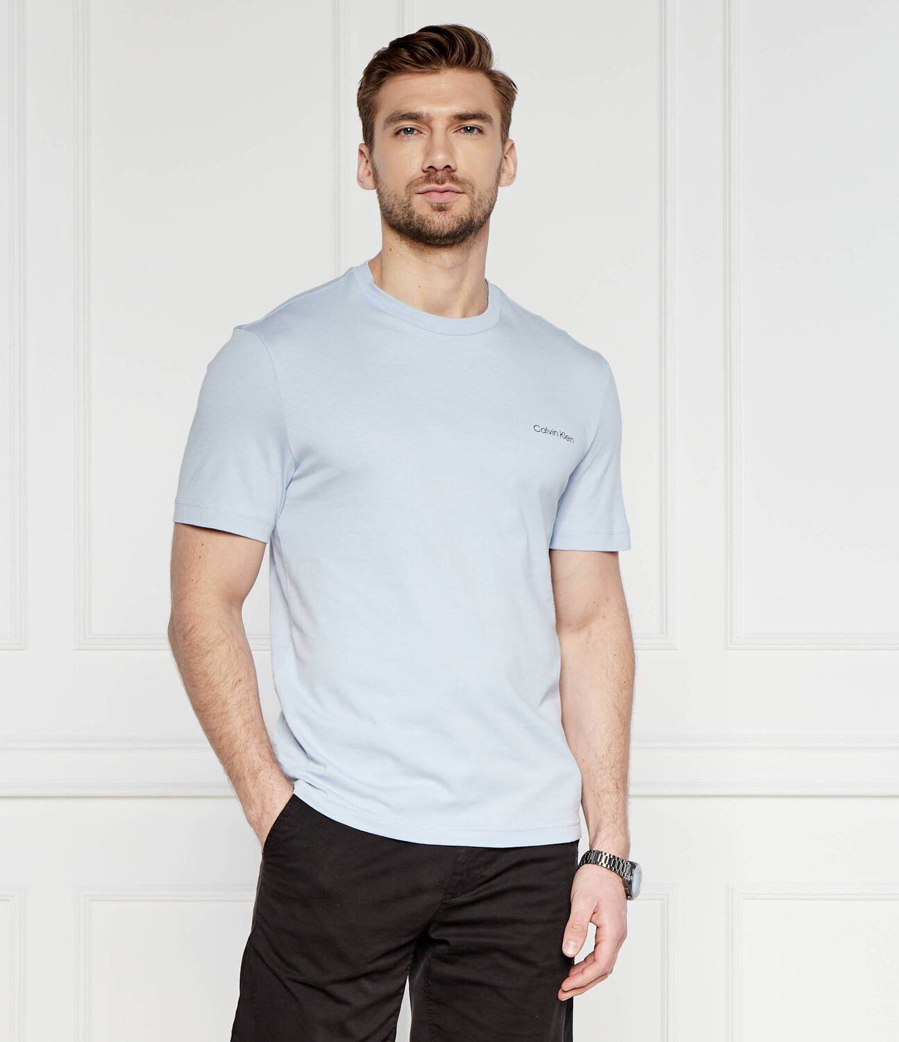 Футболка Calvin Klein Regular Fit, небесно-голубой — фото 3