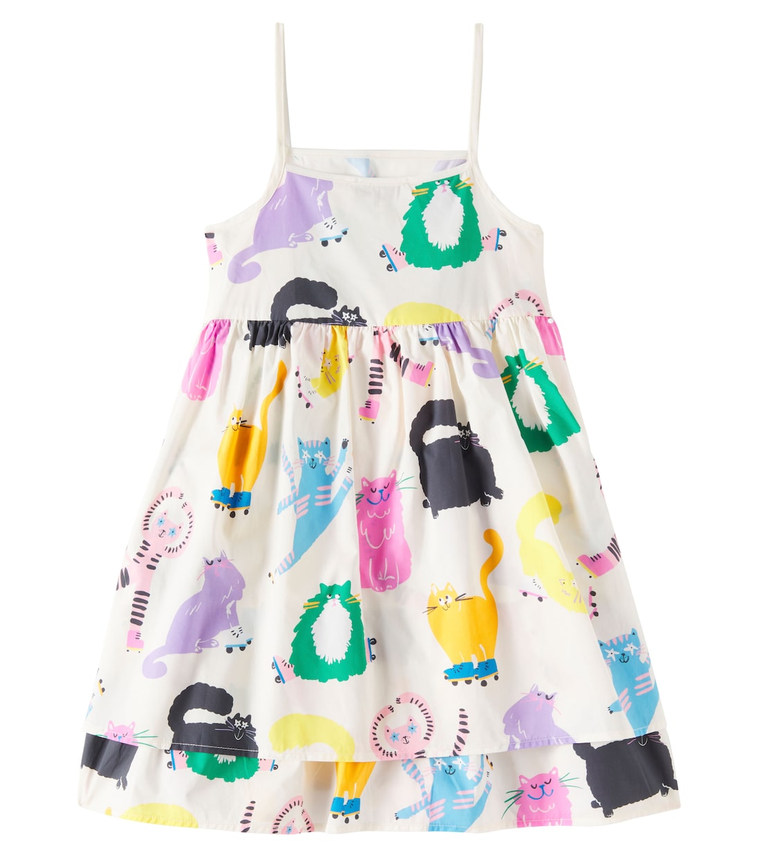 Платье из принтованного хлопка Stella McCartney Kids, Crema/Multicolor — фото 3