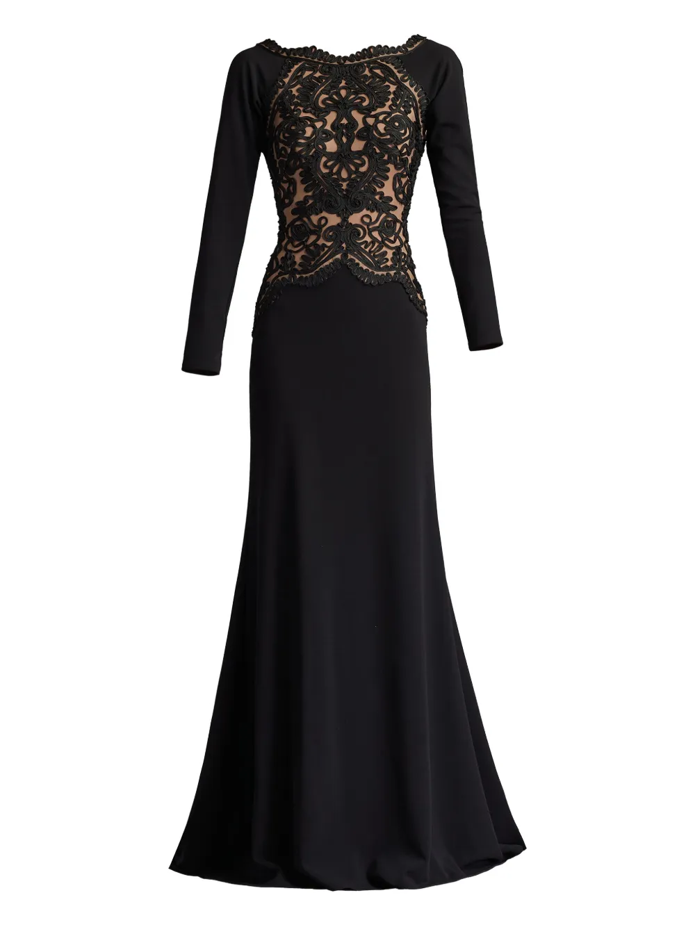 

Вечернее платье с длинными рукавами и вышивкой Tadashi Shoji, черный