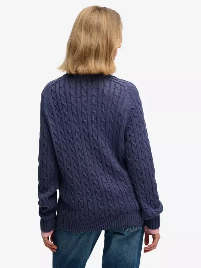 Свободный вязаный джемпер крупной вязки, мягкий темно-синий Superdry — фото 2