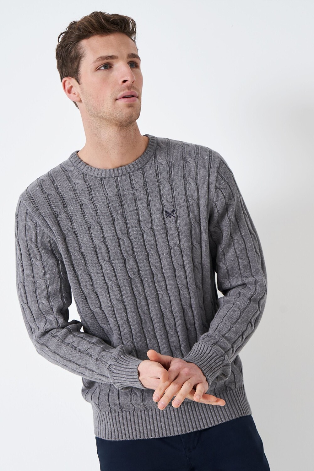 

Классический серый хлопковый свитер Crew Clothing Company, серый