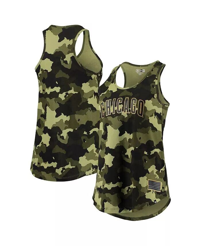 

Женская зеленая майка с камуфляжной расцветкой Chicago Cubs 2022 MLB Armed Forces Day New Era