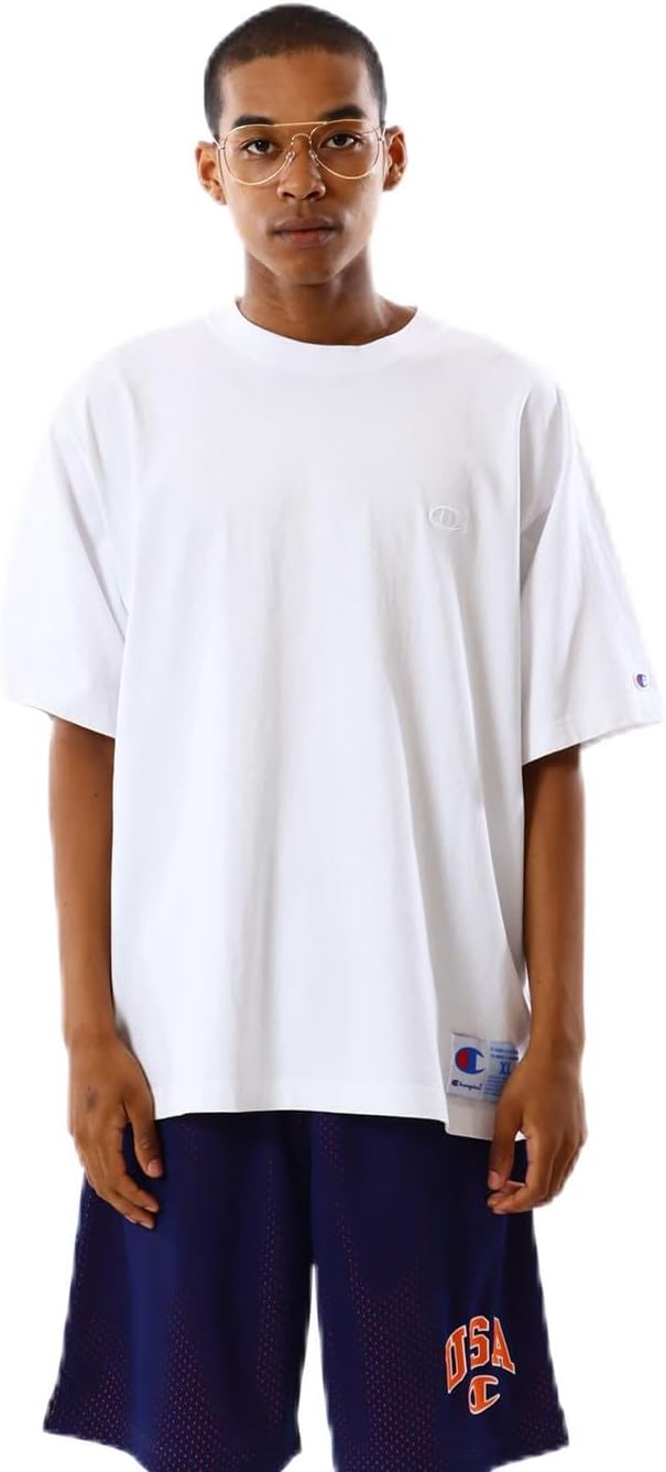 

Мужская футболка Champion Action Style с коротким рукавом, 100% хлопок, США, вышивка одного логотипа, свободный крой, обработка ткани, C3-V331, белый