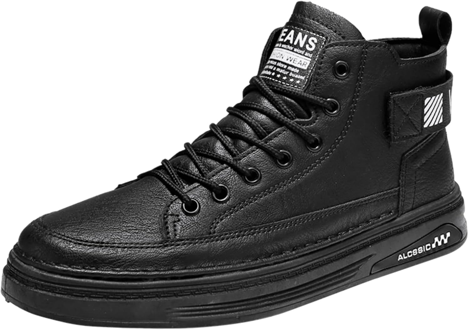 

Мужские высокие кеды с флисовой подкладкой: регулируемая шнуровка, ультра-теплая толстая подкладка, прочная текстурированная конструкция- стильные декоративные элементы, идеально подходят для повседневной носки в холодную погоду Khwfjas, черный