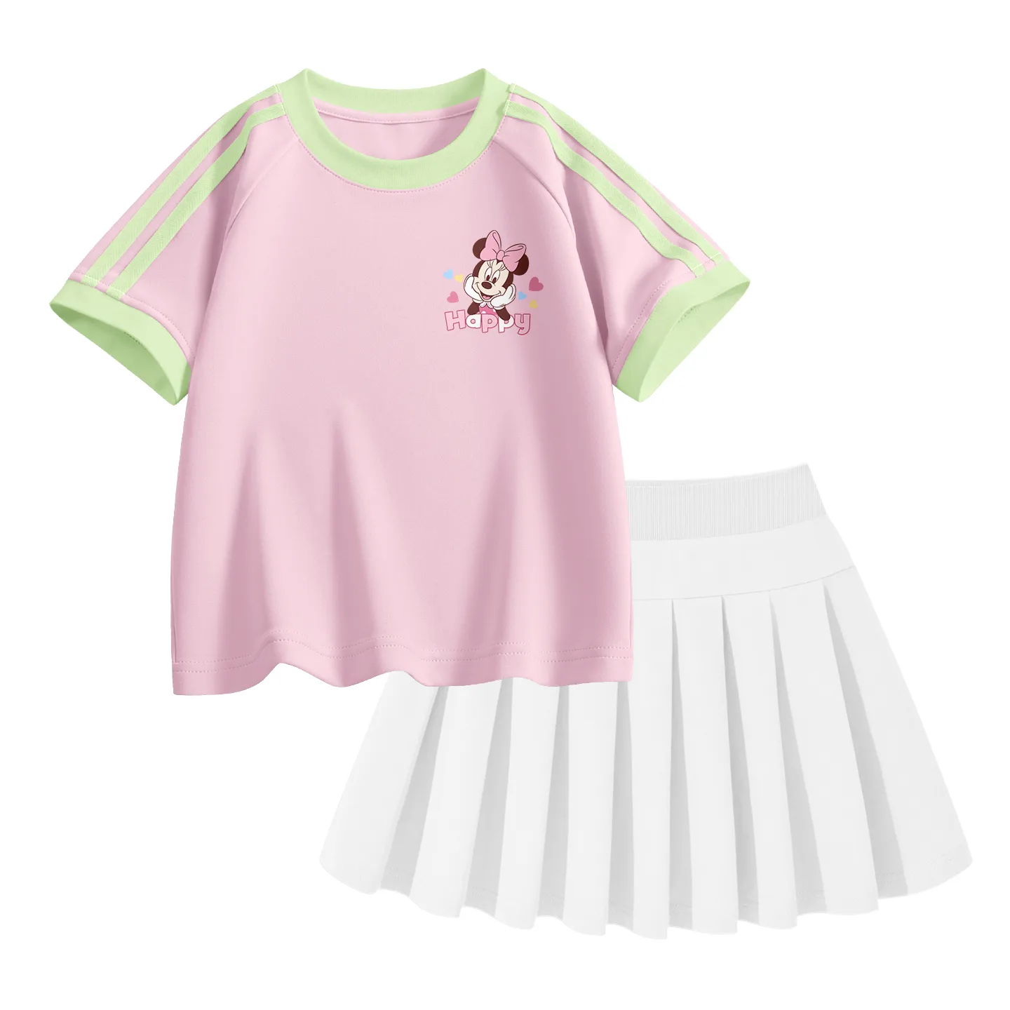 Детский комплект юбка Disney, DiCai Xin Xiao Mousse Pink+Solid Color White