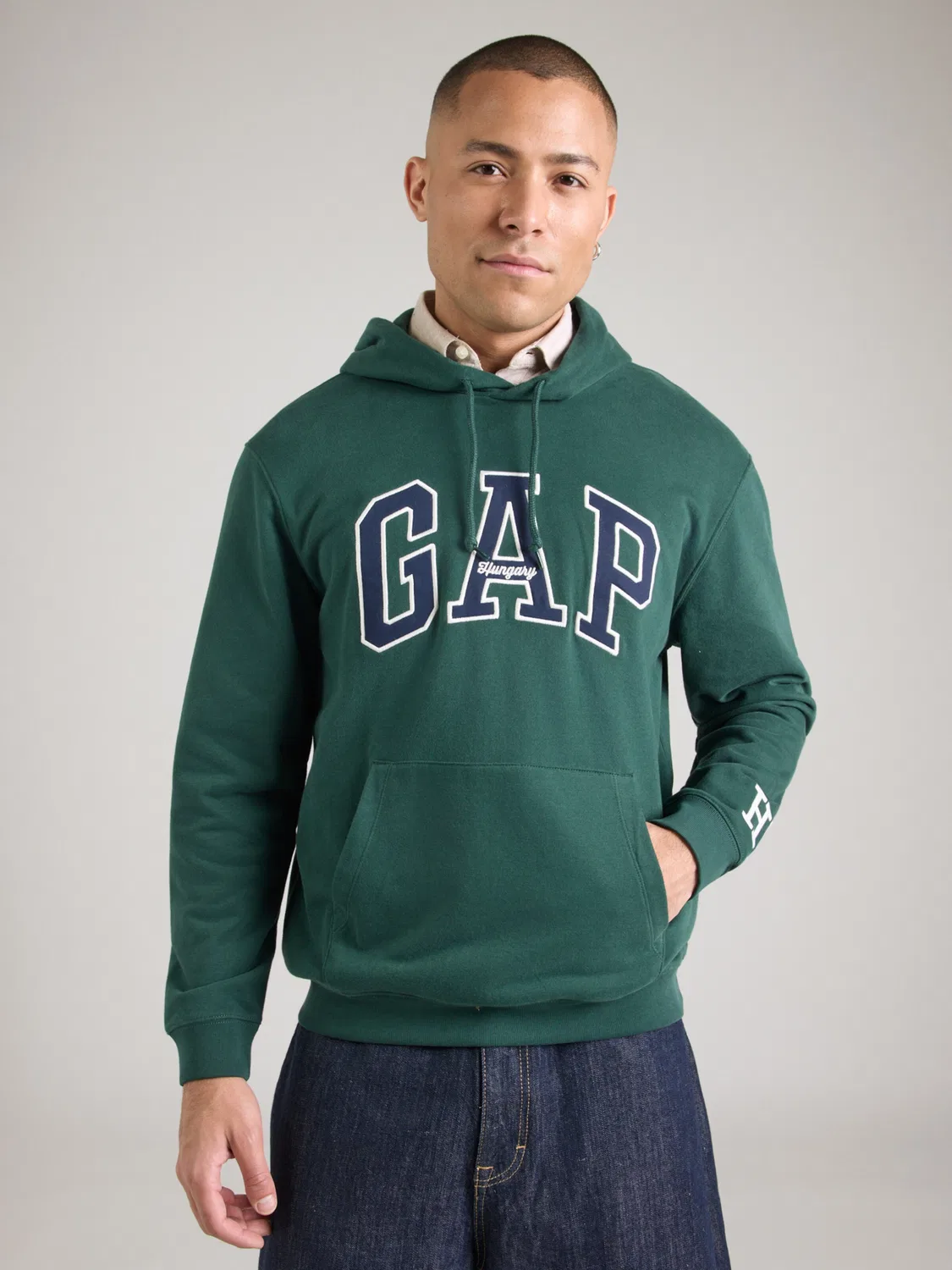 Толстовка Gap CLSC темно-зеленого цвета — фото 3