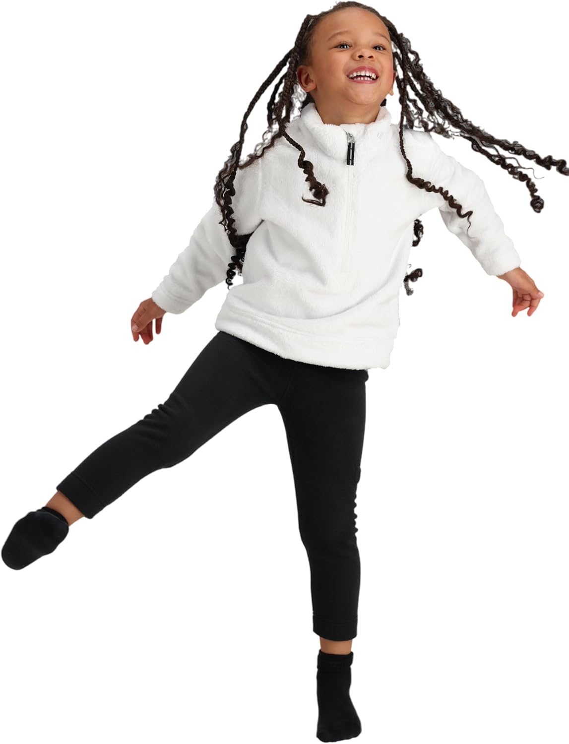 

Obermeyer Kids Superior Gear Fleece Baselayer Zip Up Top, Warm Winter Layer for Snow and Ski, White