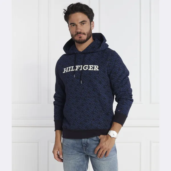 Толстовка стандартного кроя с капюшоном и монограммой Aop Tommy Hilfiger, синий — фото 2