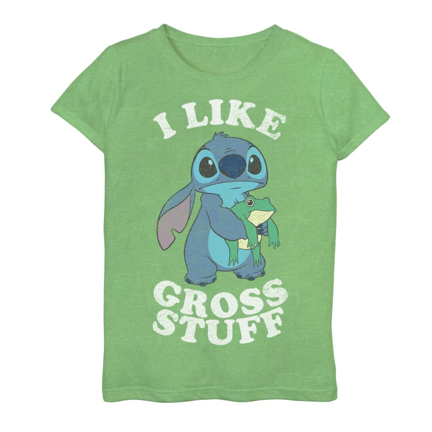 

Футболка Disney's Lilo & Stitch для девочек 7–16 лет с рисунком I Like Gross Stuff Stitch и Frog Frog Licensed Character
