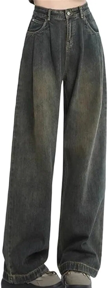 Джинсы свободные с высокой талией, Gray